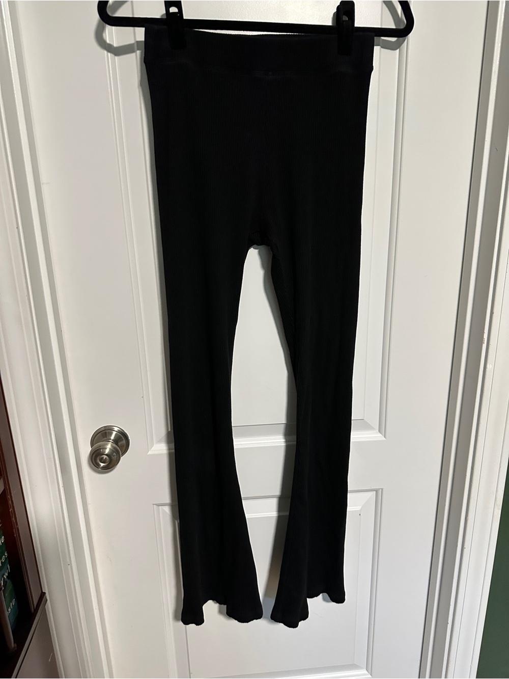 PINK Victoria's Secret Black Ribbed Flared Leggings